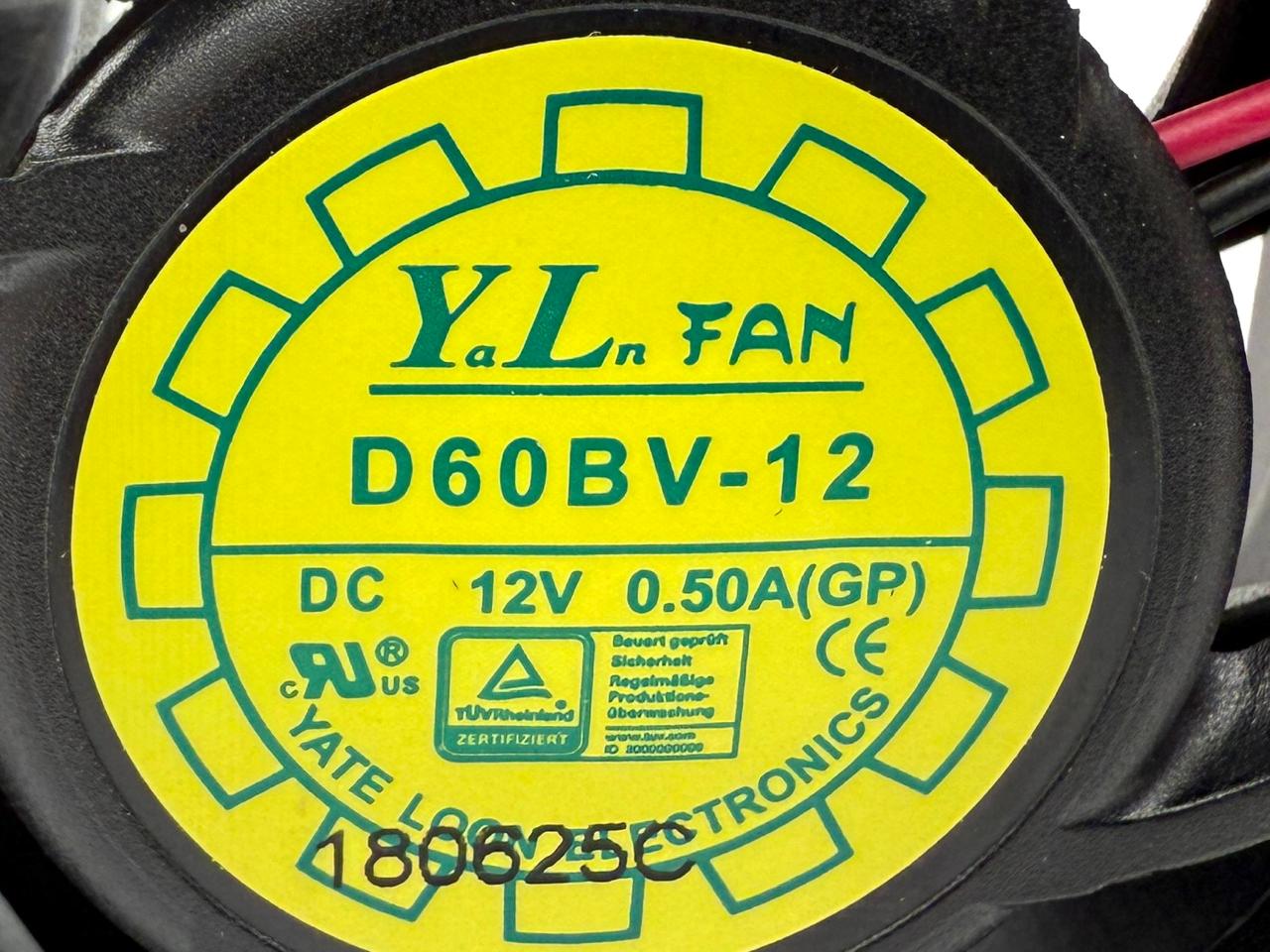 Кулер 60×60×25 мм, 12 В, 0,5 А, 2 pin, Mod: D60BV-12, Y.L. Original