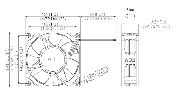 Кулер 120×120×38 мм, 6000 об., 12 В, 3.14 А, 4 pin., Mod: DFB380012000T , FCN, Original