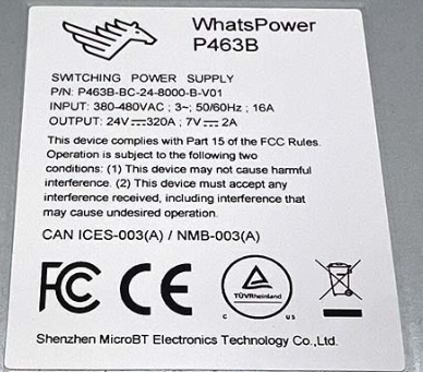 Блок питания Whatsminer P463B