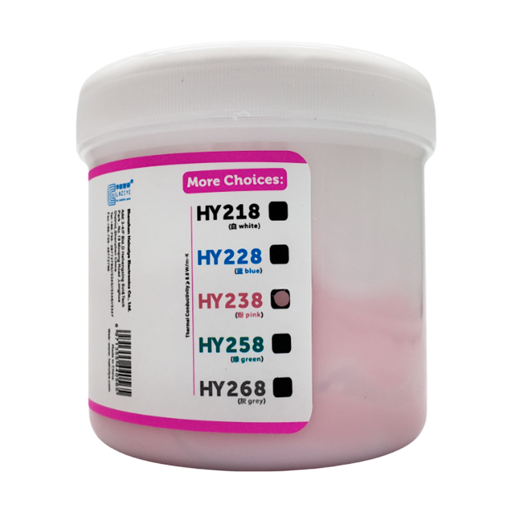 Термопаста на силиконовой основе розового цвета HY238-CN1000G, 8.0W, расфасовка по 1000гр